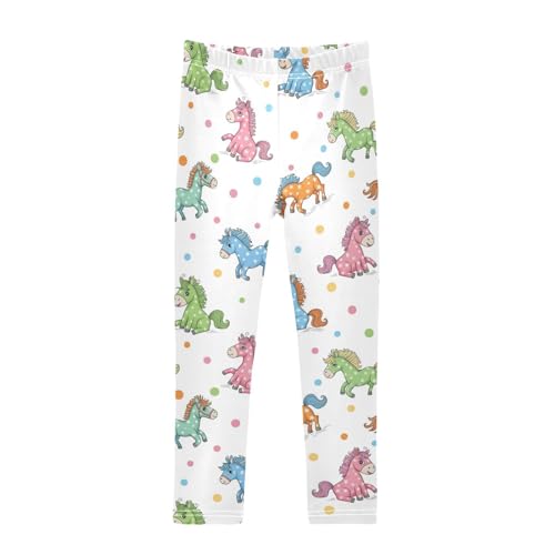 J JOYSAY Colorful Horse Polka Dot Girls Leggings Soft Comfortable Long Kids Girls Clothes Size 4-10T