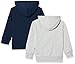 Amazon Essentials Unisex Babies' French Terry Zip-Up Hoodie, Pack of 2, Light Grey Heather/Navy, 24 Months