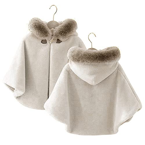 Kaerm Toddler Baby Girls Cute Carseat Poncho Faux Fur Hooded Cape Cloak Fleece Jacket Coat Winter Outerwear Khaki 9-12 Months #TOP1