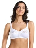 Spiman Damen gepolsterter BH ohne Bügel mit Spitze mit Verschluss vorne, Weiß-Spitze, Gr. 115B
