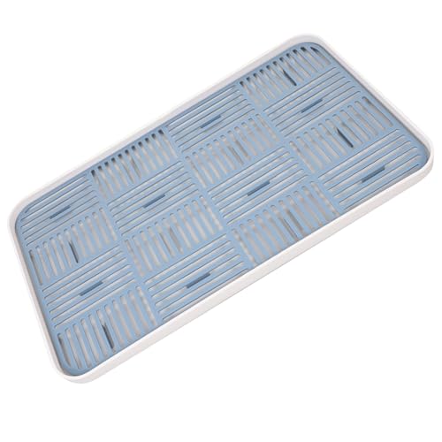 BESPORTBLE Bandeja de Drenaje de Plástico PP Doble Capa, Rectangular Grande Azul Nórdico, Escurridor Multifuncional para Juego de Té y Frutas, Placa de Drenaje Conveniente para Cocina y