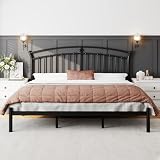 Feonase King Size Bed Frame, Heavy-Duty Metal Black Bed Frame with 13 Hardened Steel Slats, 12' Under-Bed Storage, Noise-Free, Easy Assembly