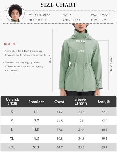 Avoogue Capa de chuva feminina à prova d'água leve com capuz para caminhadas, viagens ao ar livre,