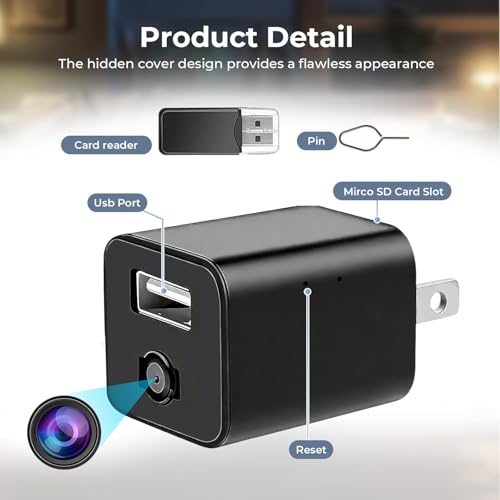Image of BIGASUO Mini Hidden Camera 1080p Full HD Plug & Play Spy Cam Secret Camera for Home and Office Use Works While Charging Supports 256GB Security Surveillance (B88)