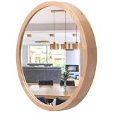 STOLARNIA PIKA LEJA – Miroir Mural Rond, Cadre en Bois (∅37 cm), chêne, Petit, 40 cm élégant – pour Salle de B