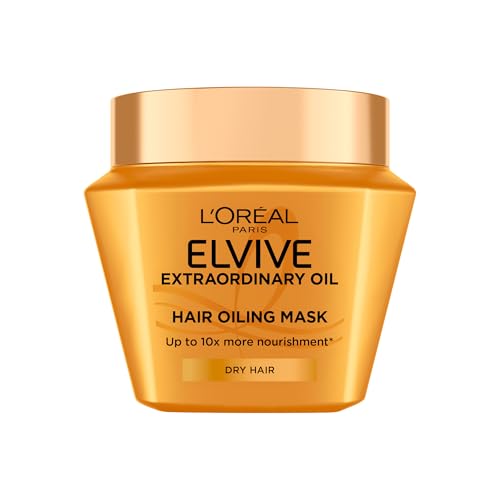 L'Oréal Paris Hair Mask For Very Dry Hair, Elvive Extraordinary Oil Treatment With 12% Nourishing Complex And 6 Flower Extracts, Deeply Hydrates And Replenishes Dry Tips For Lustrous Softness, 300ml