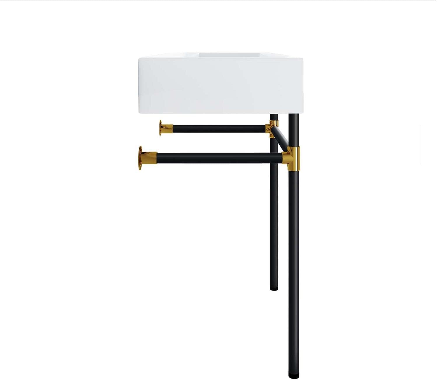 Modway Redeem 24" Wall-Mount Stainless Steel Bathroom Vanity in Black/White