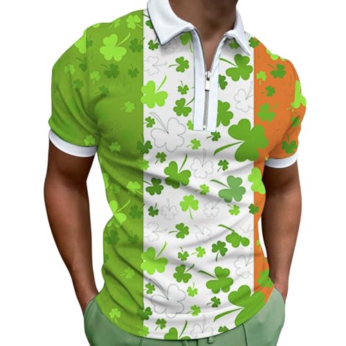 Image of St. Patrick's Day Funny Polo Shirts for Men Regular Fit 4-Way Stretch Short Sleeve Moisture Wicking Outdoor Sport Casual Golf Tennis T-Shirts