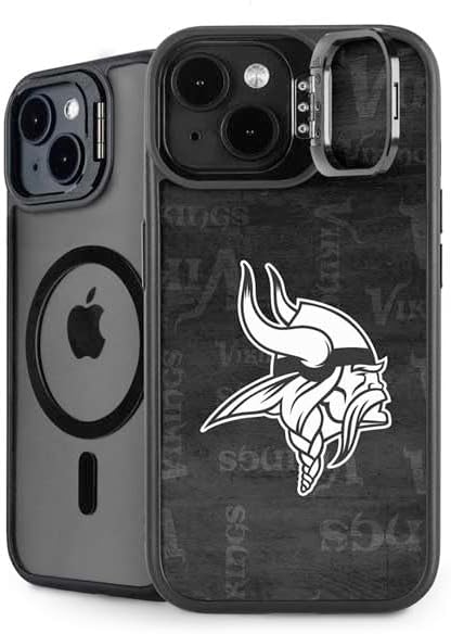 Skinit Kickstand Phone Case Compatible with iPhone 15 - Officially Licensed NFL Minnesota Vikings Double Vision Design