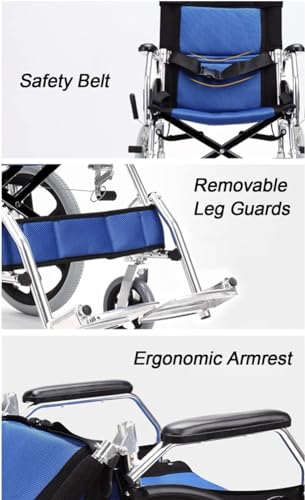 Silla de ruedas plegable y ligera con frenos de mano, diseño ultraligero para un fácil transporte y viajes, ideal para personas con discapacidad y personas mayores