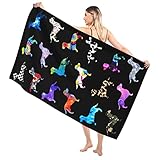 Microfiber Beach Towel Dachshund Towel Dachshund Dog in Tie Dye Mermaid Fish Scales Camo Leopard Pri