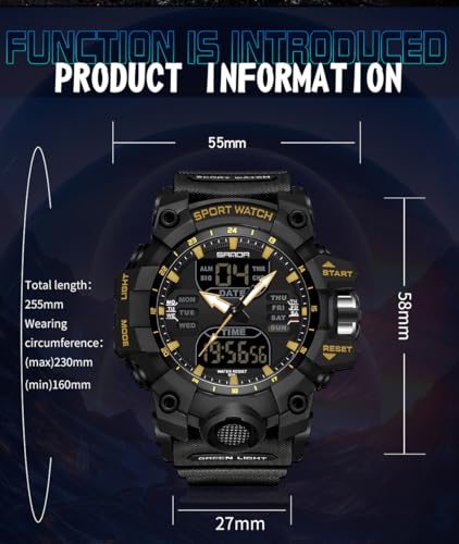Image of Gosasa Men's Watches Multi Function Military S-Shock Sports Watch LED Digital Waterproof Alarm Watches