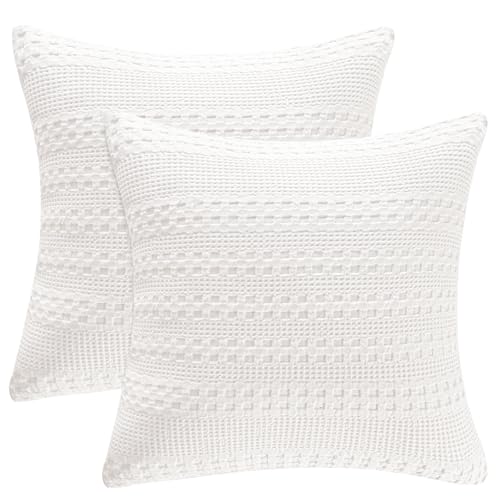 PHF 100% Cotton Waffle Weave Euro Sham Covers, 2...