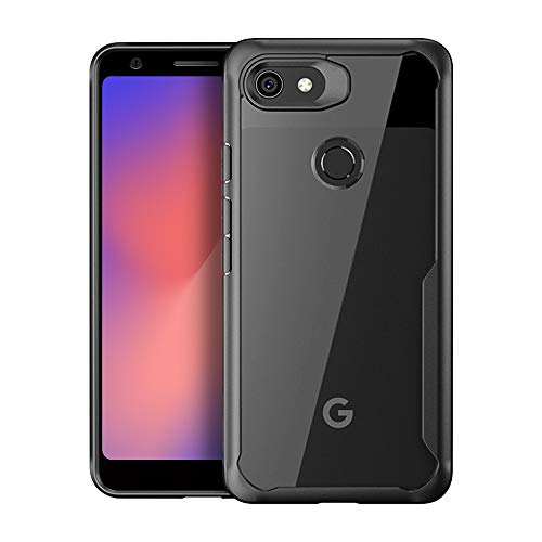 Olixar Bumper Case for Google Pixel 3a - Shockproof Transparent Bumper Cover - Hard Slim Frame with Drop Protection - Anti-Scratch Clear Back - NovaShield - Black
