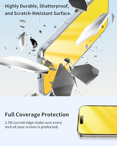 Image of 2 Pack for iPhone 16 Privacy Screen Protector Gradient Colorful 25 for Anti-Spy Tempered Glass Anti-Bluelight Full Coverage Easy Installation Frame Case Friendly 6.1 inch Gold