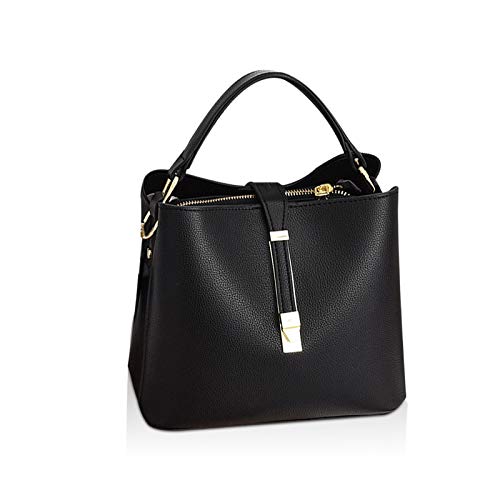 NICOLE & DORIS Sac a Main Femme Sac Bandouliere Porté Epaule Cuir PU Femme Cuir Sacs Grand Capacité Sac Cabas Fourre Sac Seau Noir