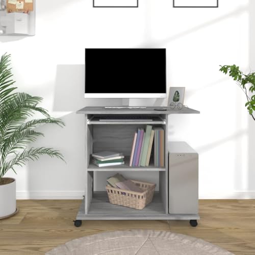 LAPOOH Escritorio, Mesa Escritorio, Secretaria Escritorio, Mesa De Estudio, Escritorios es, Escritorio Oficina, de Madera contrachapada Gris Sonoma 80x50x75 cm
