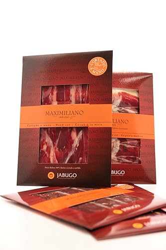 Maximiliano Jabugo - Jamón MXM D.O.P Jabugo Bellota - Jamón 100% Ibérico - 32 Estuches 80 gr + 2 Estuches 100 gr - Cortado a Mano - Curación 30 Meses - Crianza en Libertad