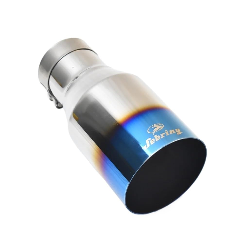 tłumik końcowy Tłumik rury wydechowej silników ze stali nierdzewnej modyfikacja części samochodowych z płaskim ustem, niebieski połysk(63MM IN- 76MM OUT)