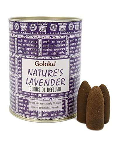 36 Conos de Incienso de Reflujo Lavanda Nature´s 20 Minutos Goloka 2 Latas 18 Cono Lavender