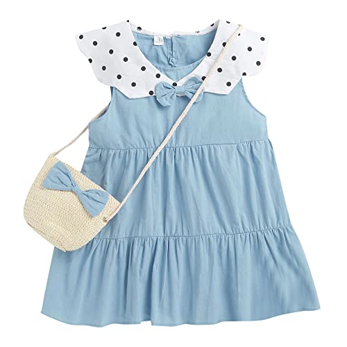 Image of Hopscotch Baby Girls Cotton And Spandex Sleeveless Solid Knee-Length Casual Dresses