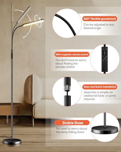 Lámpara de pie LED sin parpadeos para evitar la fatiga visual con luz regulable de 18W 4