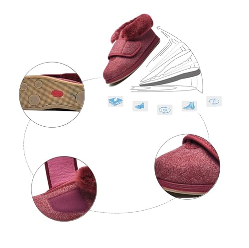 Men Comfy Winter Warm Fur Collar Adjustable Diabetic Edema Shoes, Outdoor Non-Slip Orthopedic Easy-Close Orthopaedic Sneakers, for Elderly Foot Pain Relief, Feet Plantar Fasciitis2