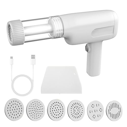 Automatic Pasta Maker Machine, Household Electric Noodle Press, Handheld Electric Noodle Maker 6in 1 Cordless Portable Spaghetti Noodles Maker with Dough Cutter