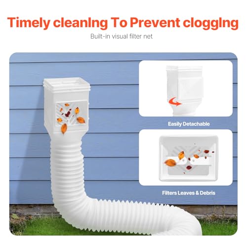 image for VEVOR Rain Gutter Downspout Extensions, 2-Pack Flexible Downspout Exte