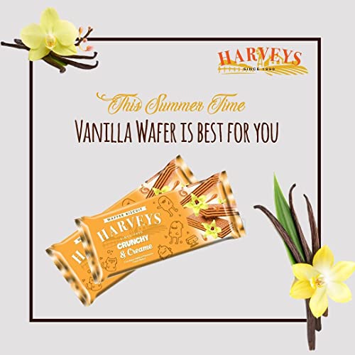 Image of HARVEYS CRUCNHY & CREAMY || WAFERS || BISCUITS || Chocolate, Hazelnut, Strawberry, Vanilla || -Pack of 4 ||150g x 4|| 600g