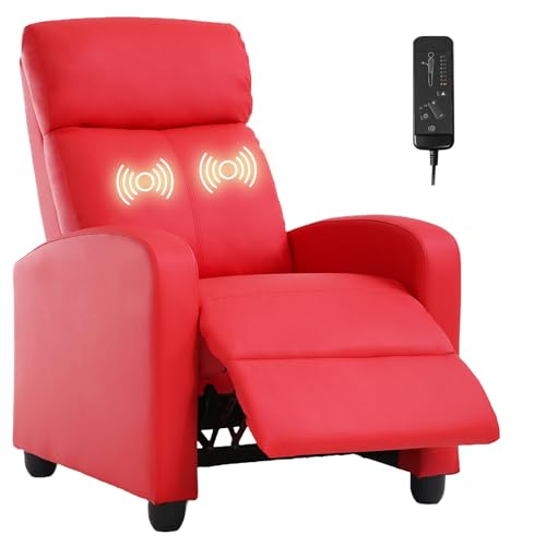 Dopinmin Recliner Chair Breathable Padded PU Leather Massage Single Sofa