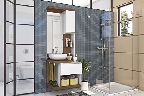 CONJUNTO ARMÁRIO PARA BANHEIRO PARIS - Amendoa