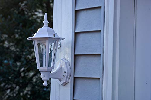Image of Maxsa 49719 Battery-Powered LED Motion-Activated Outdoor Wall Sconce-White-8.5 inch x 6 inch x 13