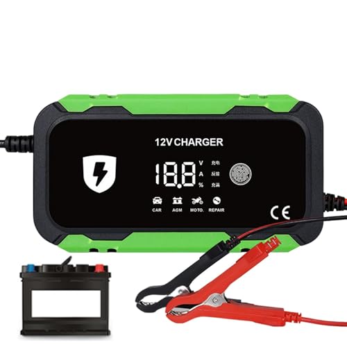 Cargador de baterías de coche, cargador de almacenamiento de motocicleta - Cargador de almacenamiento de 12 V 6 A para camión - Cargador de batería de coche con pantalla LCD digital para motocicleta