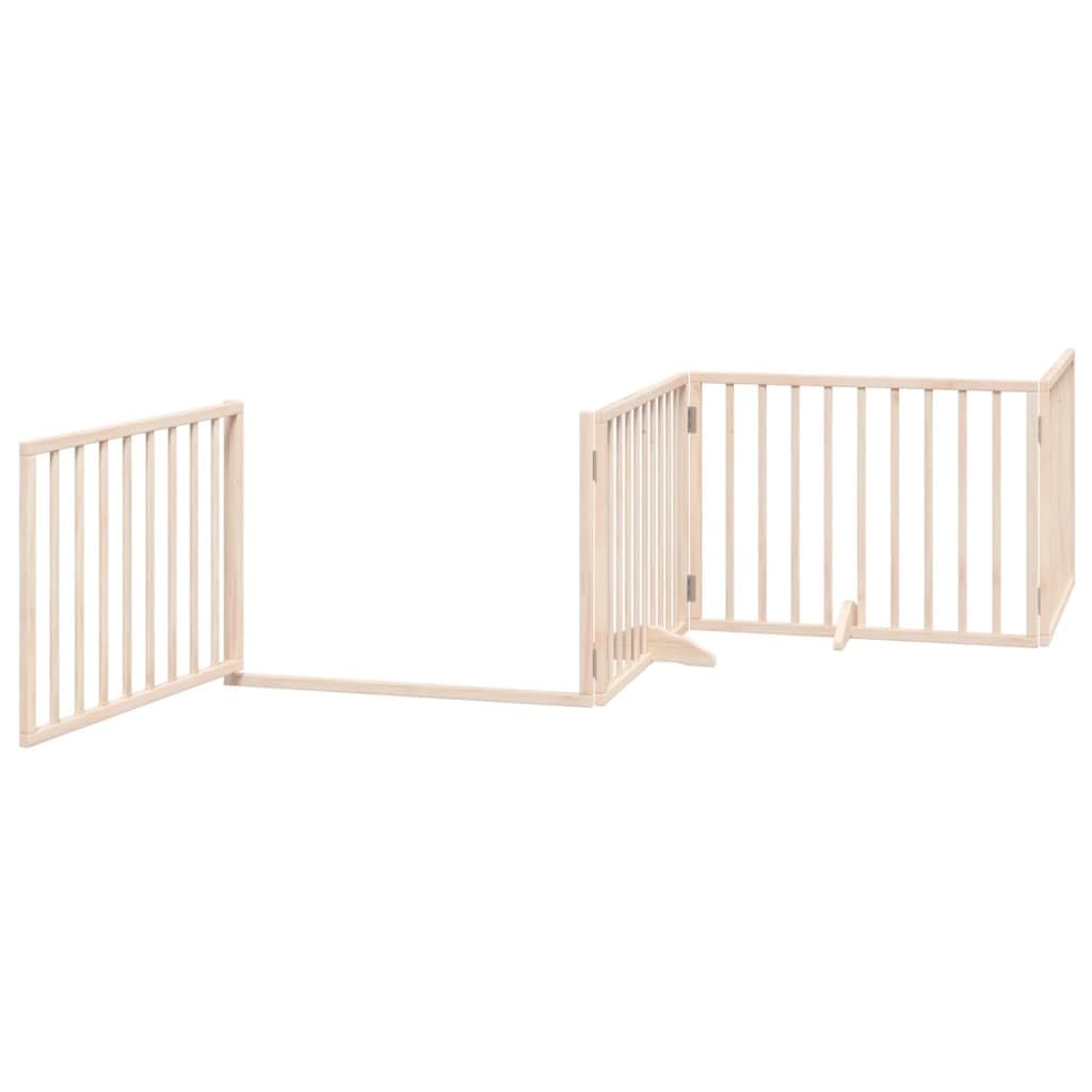 Homgoday Barrera para Perros,Barrera de Seguridad para Perros Mascotas,Valla Perros Interior Puerta para Perros Plegable 4 Paneles Madera de álamo 320 cm
