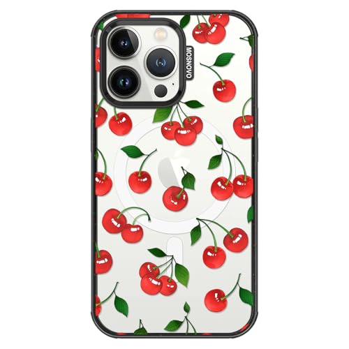 MOSNOVO for iPhone 13 Pro Case for MagSafe, Cute Cherry, Black