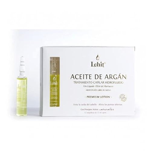 Lehit Aceite Argan en Ampollas Tratamiento Capilar Hidrofluido Oro Liquido Elixir Marruecos Hidratacion Libre Grasa  Restauración de Sensaciones Sin