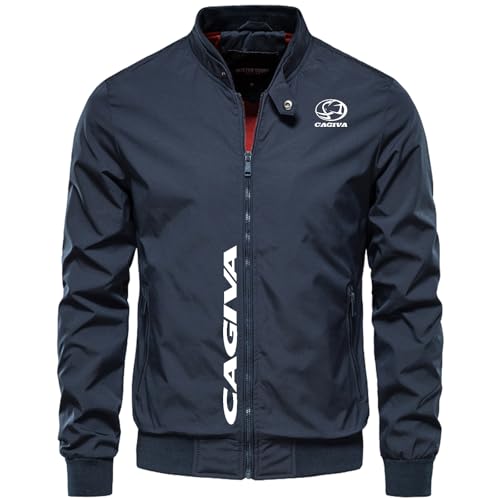 Bomber Homme Ca.giv_a, Veste Homme Mi Saison avec Col Montant, Bomber Manteaux pour Hiver Printemps Automne, print(Navy Blue,M)