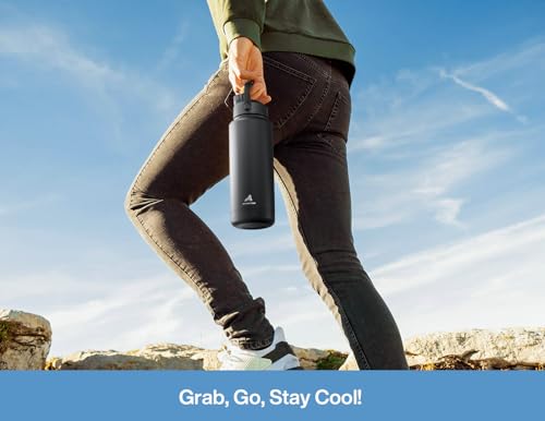 Image of POWCAN 32 oz Insulated Water Bottle with 2-in-1 Straw and Spout Lid, Keep Cold 24H, Leak-Proof, BPA-Free, Double Wall Stainless Steel Water Bottle for Sports, Gym, Travel, and School (Sea Breeze)