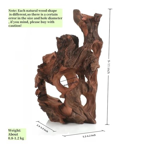 Image of Natural Wood Aquarium Cave Betta Fish Hideout for Aquarium Fish Tank Decorations-Reptile Hide-Snake Hide-Cave for Cichlids Habitat Shelter for Crayfish Shrimp and Other Aquatic Pets 9-11.8 inch