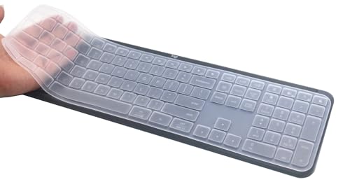 Silicone Keyboard Skin Cover Compatible with Logitech Signature Slim K950 Wireless Keyboard, Logitech MK955 Signature Slim Wireless Keyboard and Mouse Combo (Clear)