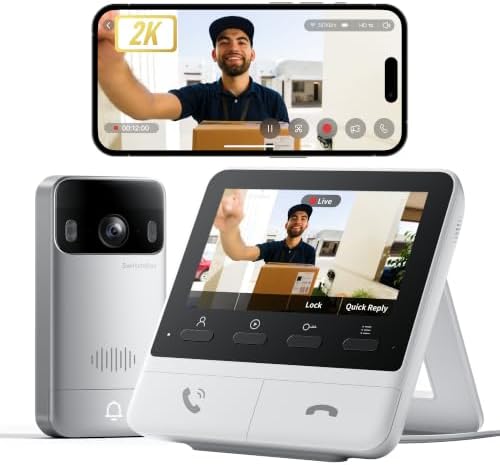SwitchBot Videoportero con Pantalla a color de 4,3 pulgadas, 2K Timbre con Camara Exterior sin Suscripción, Audio Bidireccional, Detección de Movimien...