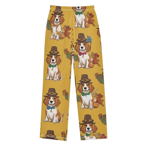 ZZXXB Beagle Thanksgiving Day Boys Long Pants Soft Trousers Elastic Waist Kids Lounge Bottoms with Pockets S-XL - Main Image
