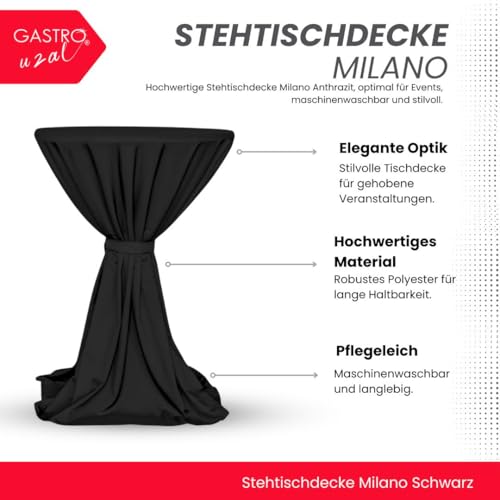 Housse mange-debout noir Ø 80-100 cm Milano pour masquer une table usée - 3