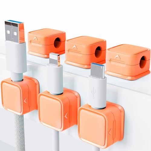 smofish Magnetic Cord Organizer Holder, 6 Pack Desk Cable Clips Management, Hide Phone Charging Cable Keeper, Strong Adhesive Wire Charger Holder for Nightstand, Kitchen Appliances, Office Supplies miniatura 1