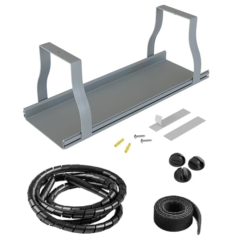Kit Organizador de Cables para Escritorio D-Line – Bandeja Porta Cable para Gestión Bajo Escritorio con Envoltura en Espiral, Banda y Clips para Cables – Fácil de Instalar, Reduce Desorden, Mejora Apariencia miniatura 1