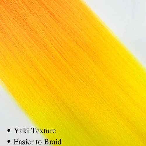 Red Orange Yellow Ombre Braiding Hair Pre Stretched Kanekalon Human Braiding Hair Box Braids 30 Inch #TOP4