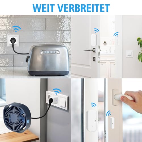 HNCY Fensterkontaktschalter Dunstabzugshaube, Fensterschalter Dunstabzugshaube, Fensterkontaktschalter 3600W/16A, Funk Abluftsteuerung mit Fenster-Magnetkontakt und Funksteckdose (Blau)