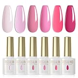 ROSALIND Esmaltes Semipermanentes para Uñas Rosa Neón Rosa Oscuro Rosa Claro Morado Claro 6 Colores Kit Pintauñas Semipermanentes Uñas de Gel UV LED Esmaltes en Gel Nail Polish