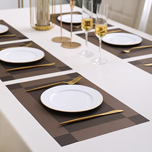 Image of HOKIPO PVC Dinner Tablemats Set of 6-45x30 cm (AR877) Dark Brown